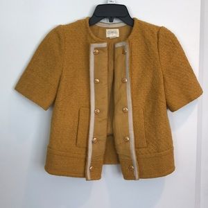 Anthropologie mustard yellow tweed jacket